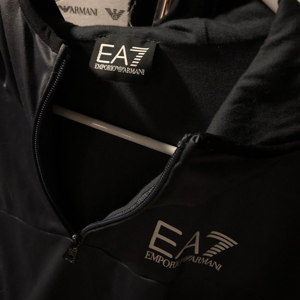 Emporio Armani EA7 Sleeve Logo Poly 1/4 Zip Hoodie